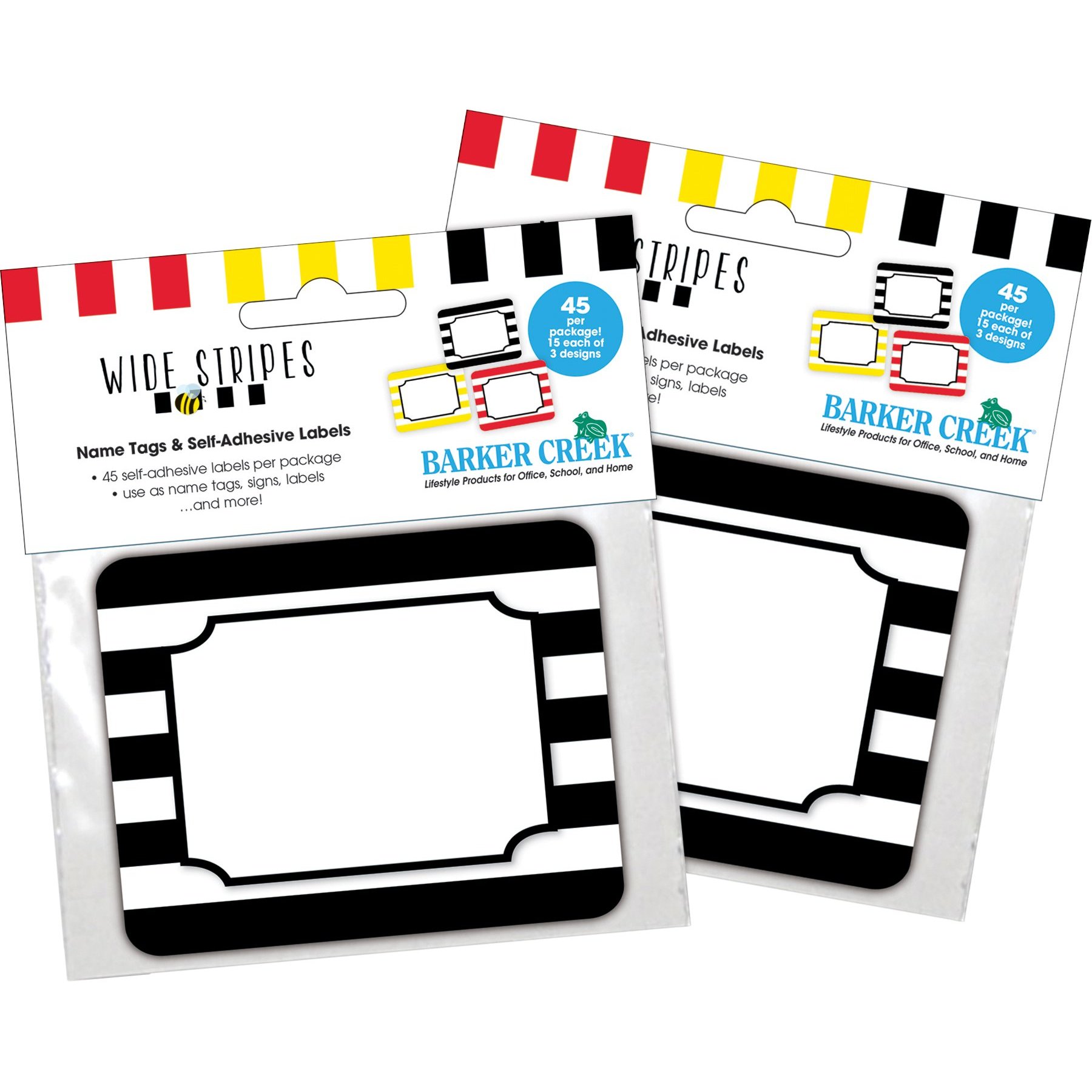 Barker Creek Wide Stripes Name Tags/Self-Adhesive Labels, Multi-Design Set, 90/Set 3773 - alternate 2